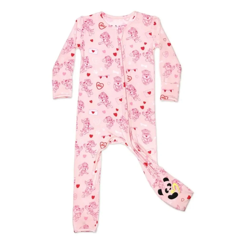 NWT Bellabu Bear PAW Patrol Love Paws Pink Bamboo Convertible Footie.